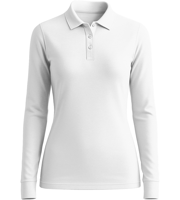 Premium Women´s long sleeve polo shirt_WHITE_front