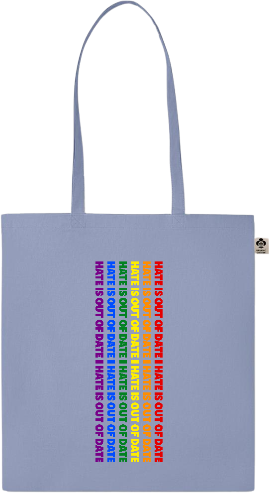 Hate is Out of Date Design - Essential colored organic cotton tote bag_BABY BLUE_front