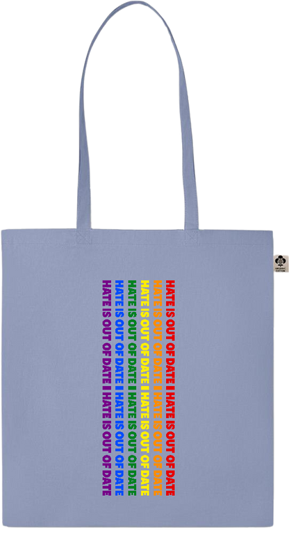 Hate is Out of Date Design - Essential colored organic cotton tote bag_BABY BLUE_front