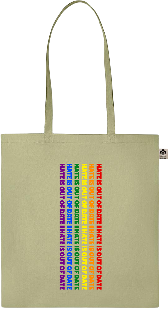 Hate is Out of Date Design - Essential colored organic cotton tote bag_GREEN_front