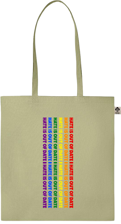 Hate is Out of Date Design - Essential colored organic cotton tote bag_GREEN_front