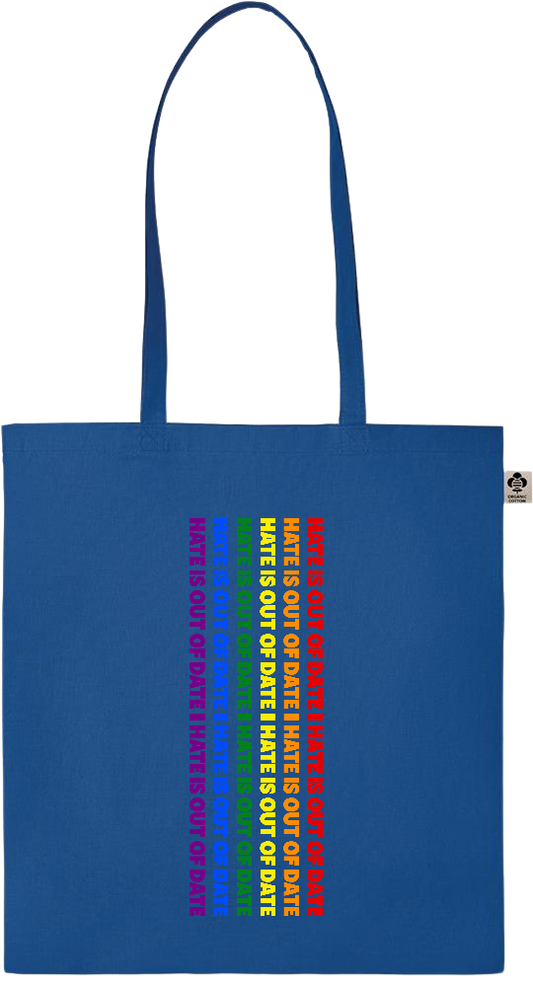 Hate is Out of Date Design - Essential colored organic cotton tote bag_ROYAL BLUE_front