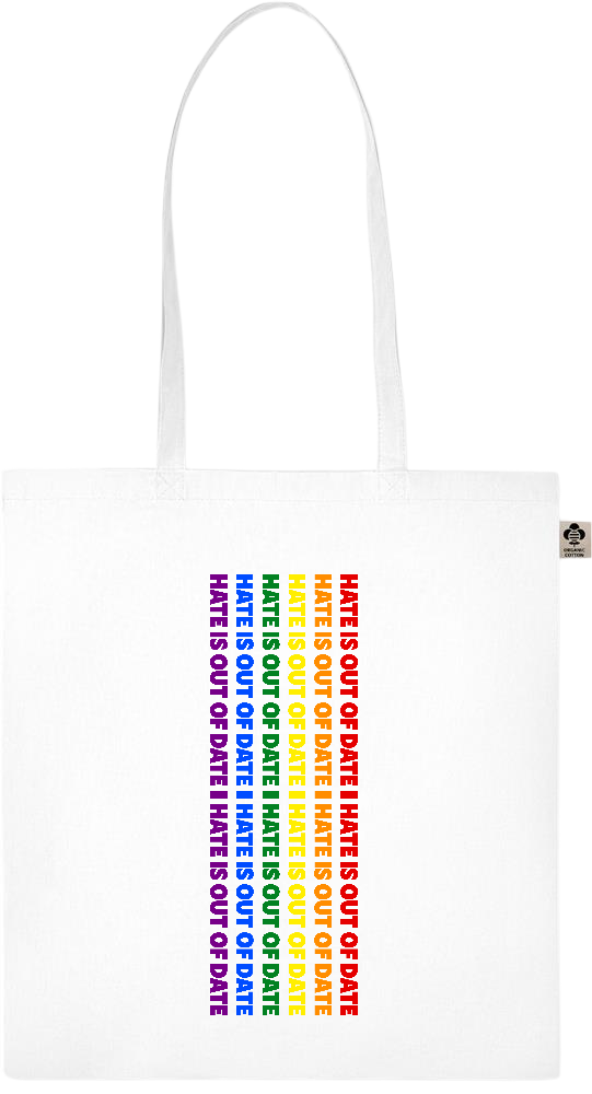 Hate is Out of Date Design - Essential colored organic cotton tote bag_WHITE_front