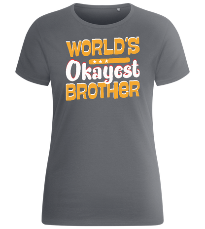 World's Okayest Brother Design - Basic women's fitted t-shirt_MOUSE GREY_front