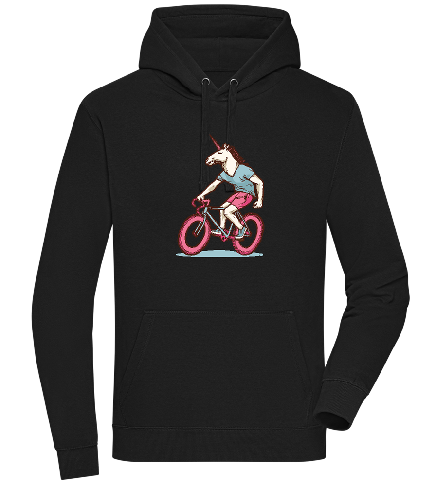 Unicorn On Bicycle Design - Premium unisex hoodie_BLACK_front