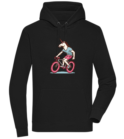 Unicorn On Bicycle Design - Premium unisex hoodie_BLACK_front