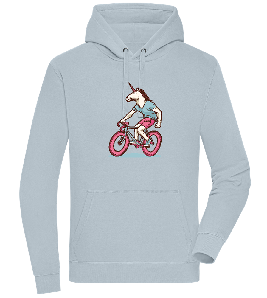 Unicorn On Bicycle Design - Premium unisex hoodie_CREAMY BLUE_front