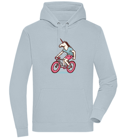 Unicorn On Bicycle Design - Premium unisex hoodie_CREAMY BLUE_front