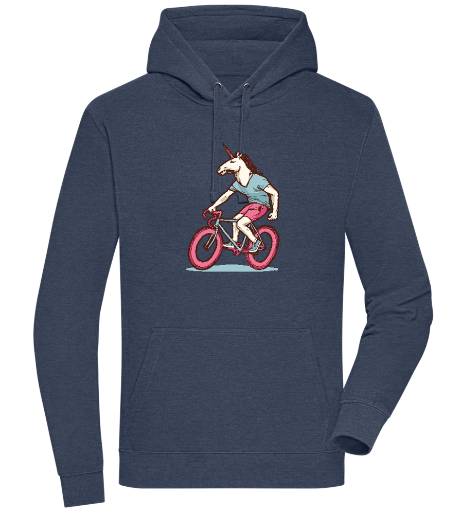 Unicorn On Bicycle Design - Premium unisex hoodie_DENIM CHINA_front