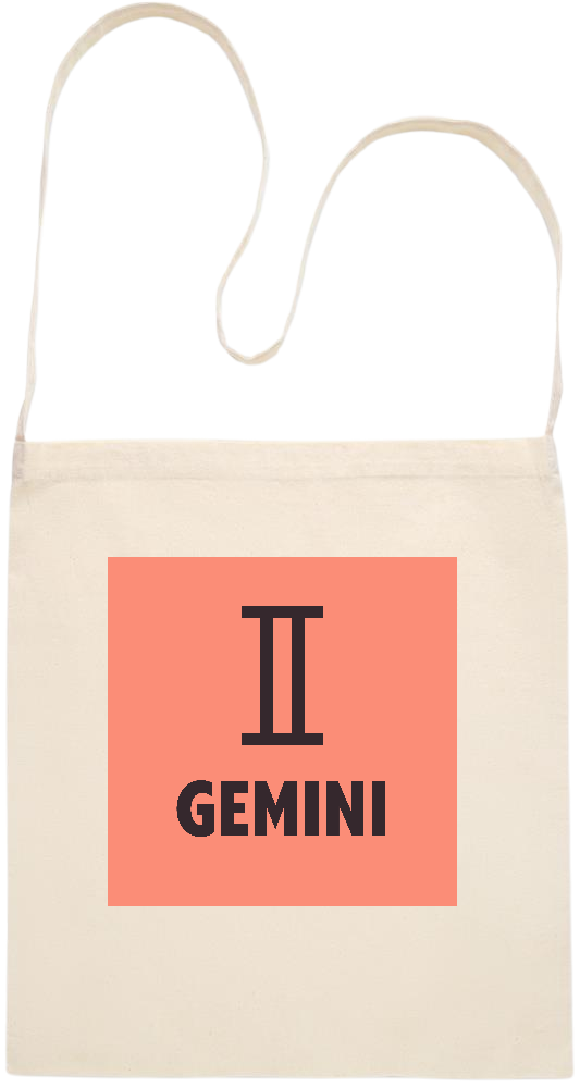 Zodiac Gemini Design - Essential cross shoulder cotton tote bag_BEIGE_front