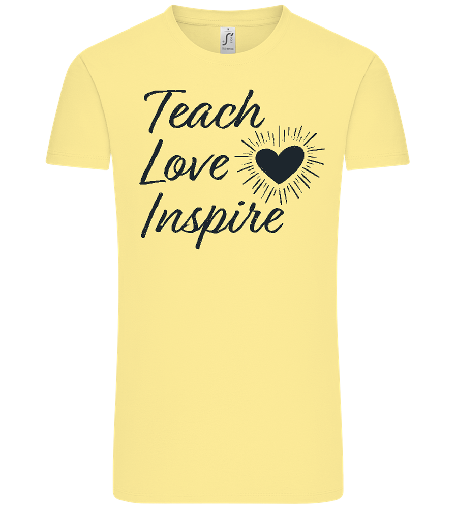 Teach Love Inspire Heart Design - Comfort Unisex T-Shirt_AMARELO CLARO_front