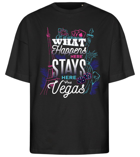 What Happens in Vegas Design - Premium men's oversized t-shirt_DEEP BLACK_front