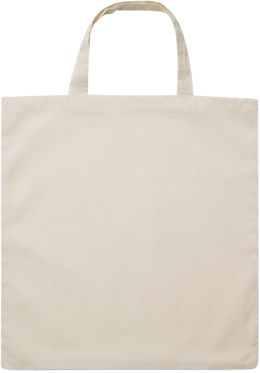 Its a Good Day to be Happy Design - Essential short handle cotton tote bag_BEIGE_back