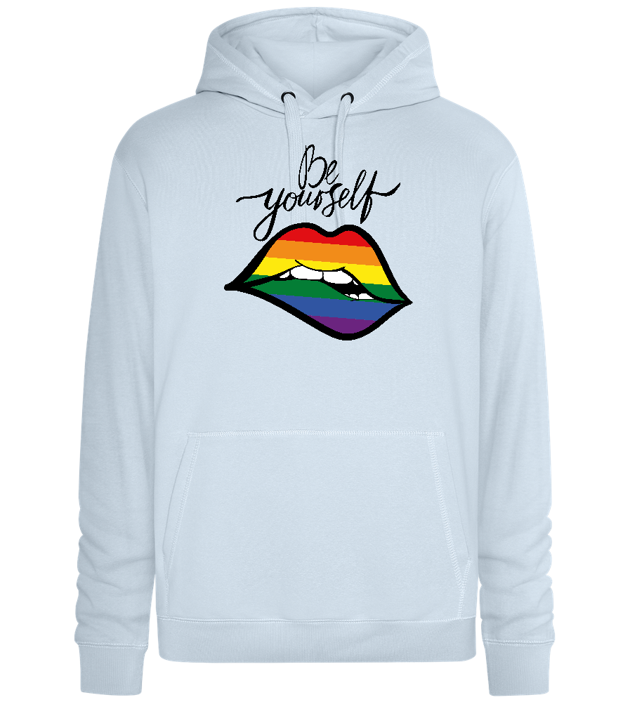 Be Yourself Rainbow Lips Design - Premium unisex hoodie_CREAMY BLUE_front