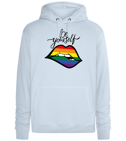 Be Yourself Rainbow Lips Design - Premium unisex hoodie_CREAMY BLUE_front