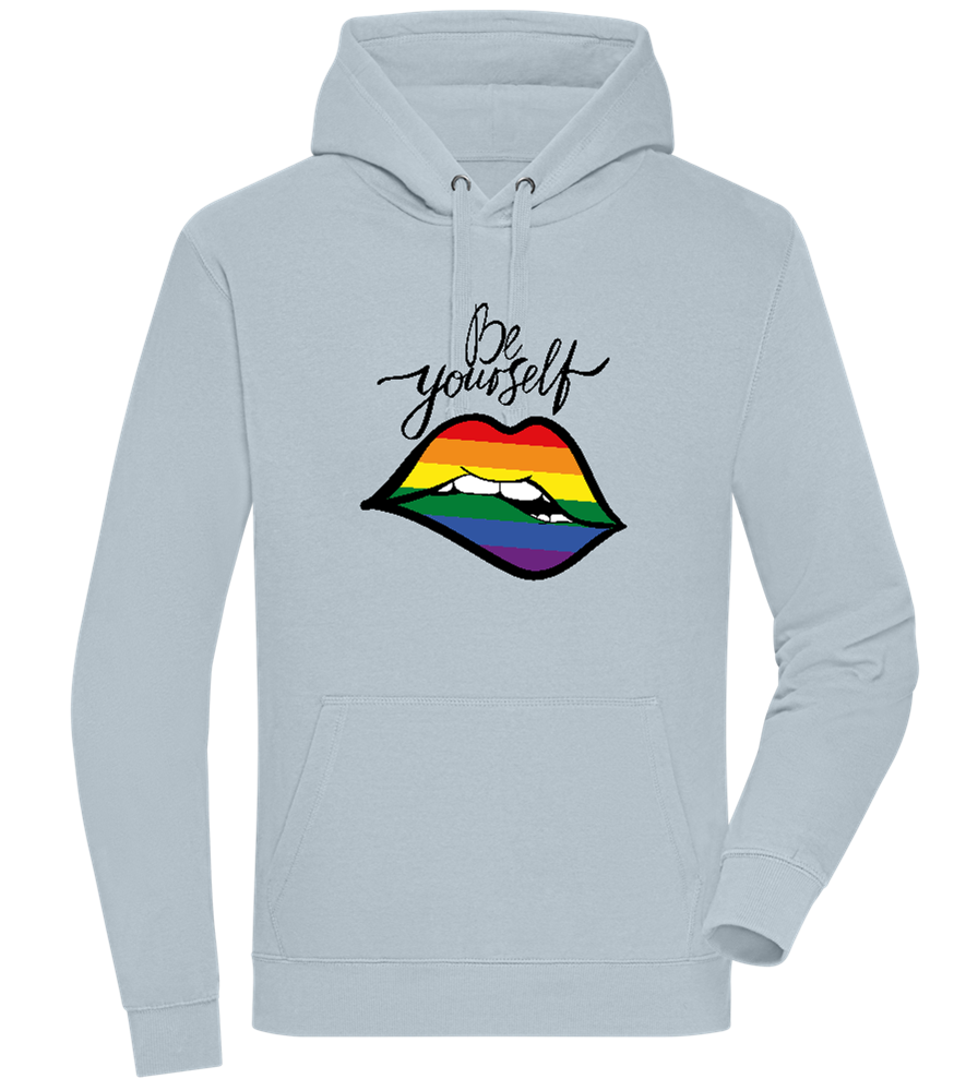 Be Yourself Rainbow Lips Design - Premium unisex hoodie_CREAMY BLUE_front