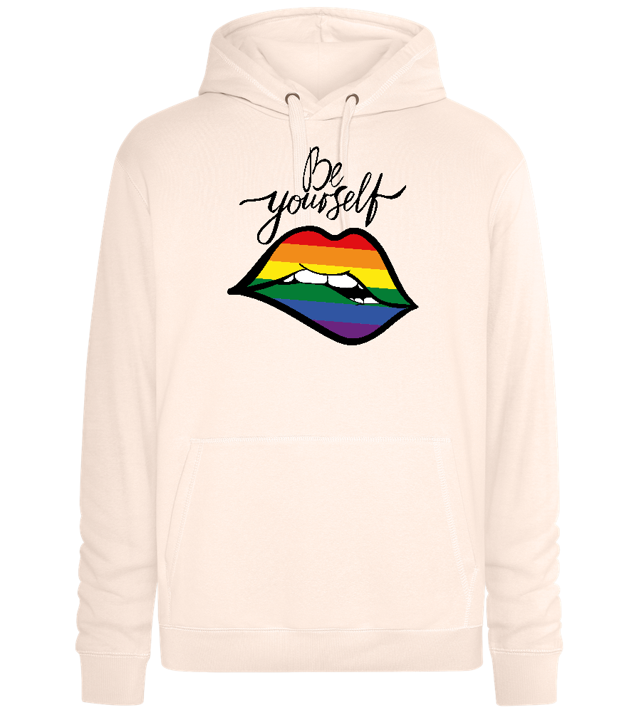 Be Yourself Rainbow Lips Design - Premium unisex hoodie_LIGHT PEACH ROSE_front