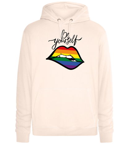 Be Yourself Rainbow Lips Design - Premium unisex hoodie_LIGHT PEACH ROSE_front