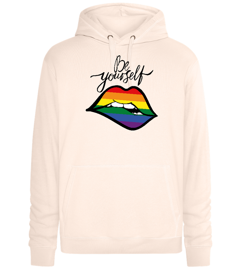 Be Yourself Rainbow Lips Design - Premium unisex hoodie_LIGHT PEACH ROSE_front