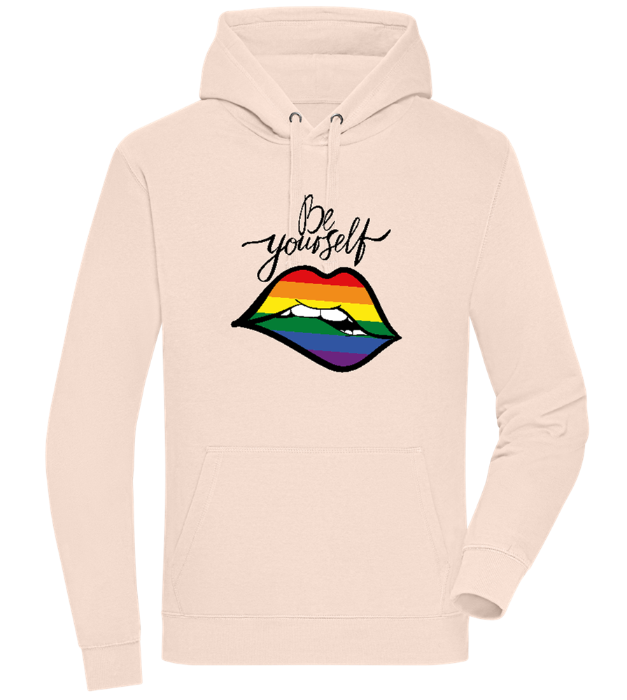 Be Yourself Rainbow Lips Design - Premium unisex hoodie_LIGHT PEACH ROSE_front