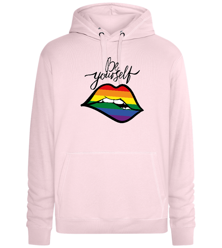 Be Yourself Rainbow Lips Design - Premium unisex hoodie_LIGHT PEACH ROSE_front