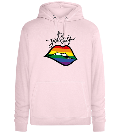 Be Yourself Rainbow Lips Design - Premium unisex hoodie_LIGHT PEACH ROSE_front