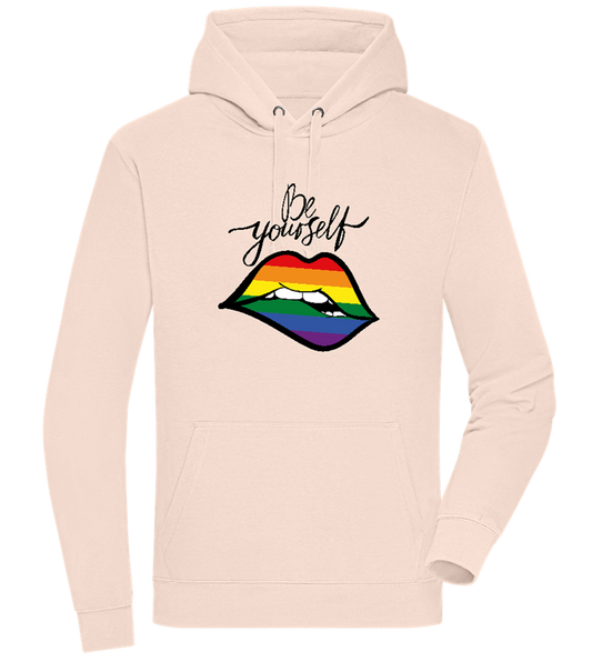 Be Yourself Rainbow Lips Design - Premium unisex hoodie_LIGHT PEACH ROSE_front