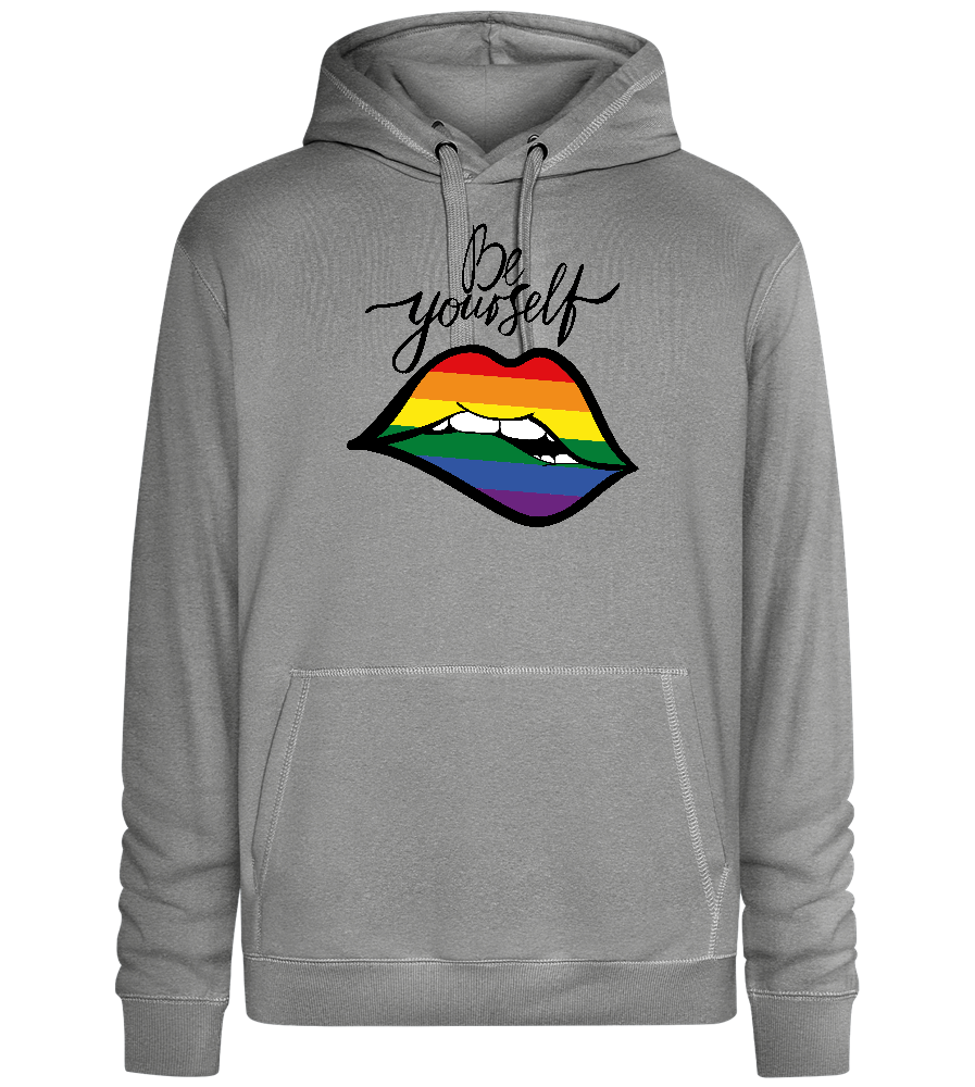 Be Yourself Rainbow Lips Design - Premium unisex hoodie_ORION GREY II_front