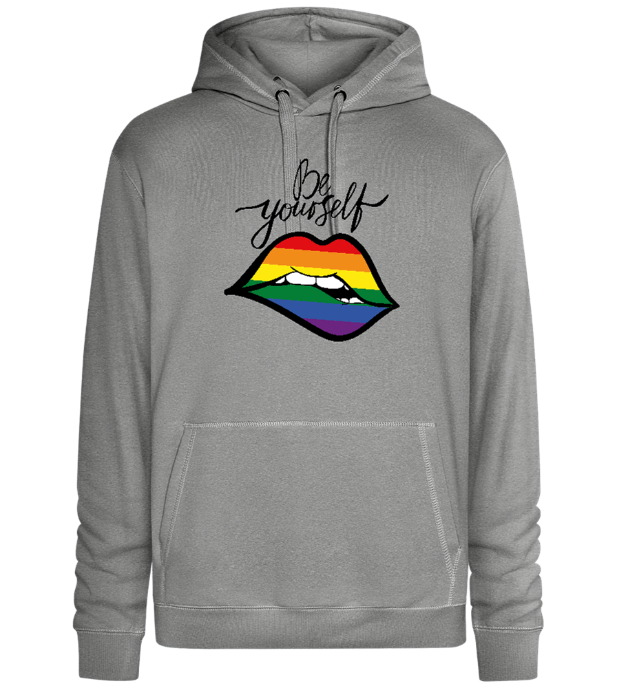 Be Yourself Rainbow Lips Design - Premium unisex hoodie_ORION GREY II_front