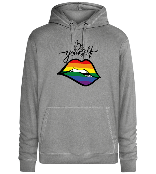 Be Yourself Rainbow Lips Design - Premium unisex hoodie_ORION GREY II_front