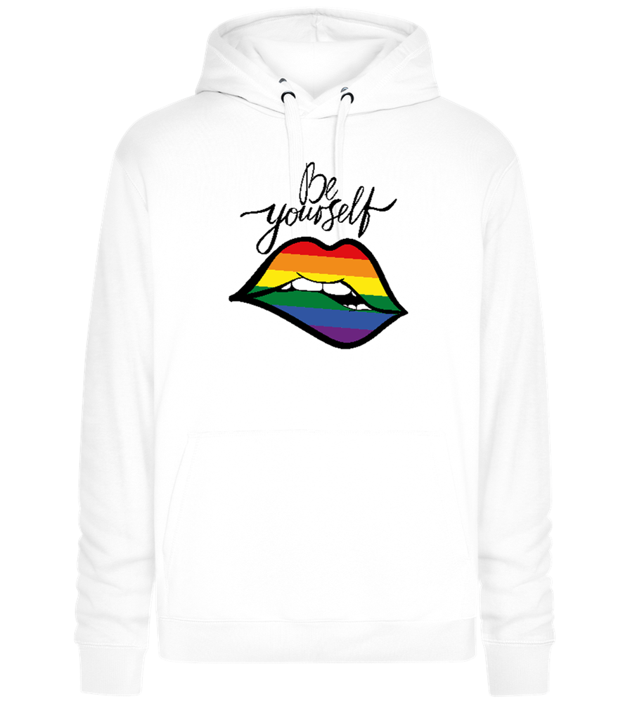 Be Yourself Rainbow Lips Design - Premium unisex hoodie_WHITE_front