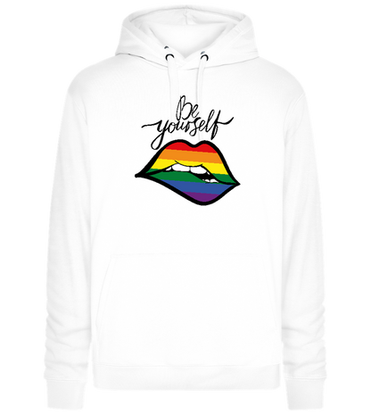 Be Yourself Rainbow Lips Design - Premium unisex hoodie_WHITE_front