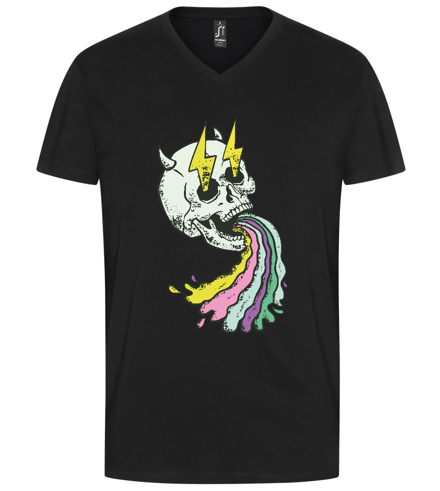 Rainbow Skull Thunders Design - Premium men's v-neck t-shirt_DEEP BLACK_front