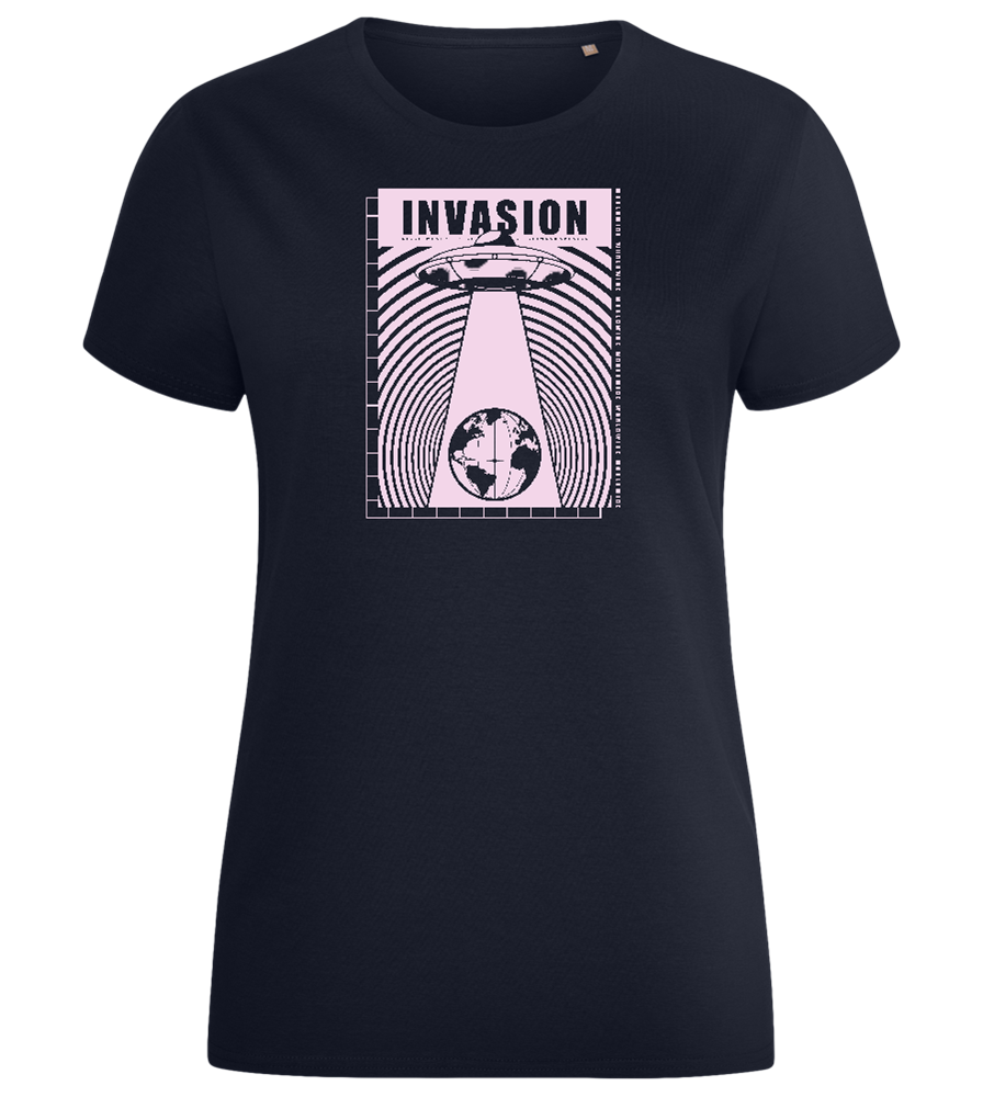 Invasion Ufo Design - Comfort women's fitted t-shirt_FRENCH NAVY_front