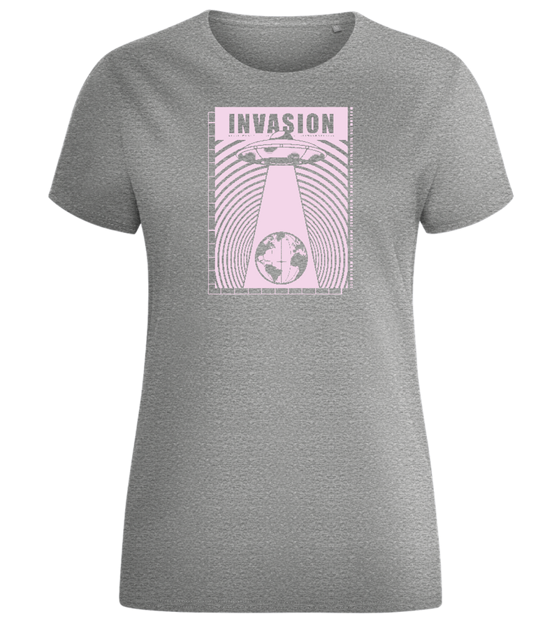 Invasion Ufo Design - Comfort women's fitted t-shirt_ORION GREY_front