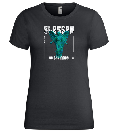 Blessed Angel Design - Premium women's t-shirt_DARK GRAY_front