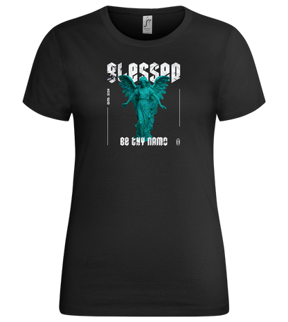 Blessed Angel Design - Premium women's t-shirt_DEEP BLACK_front