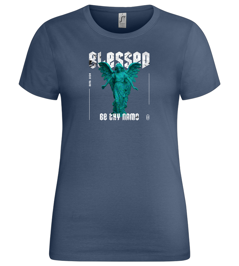 Blessed Angel Design - Premium women's t-shirt_DENIM_front