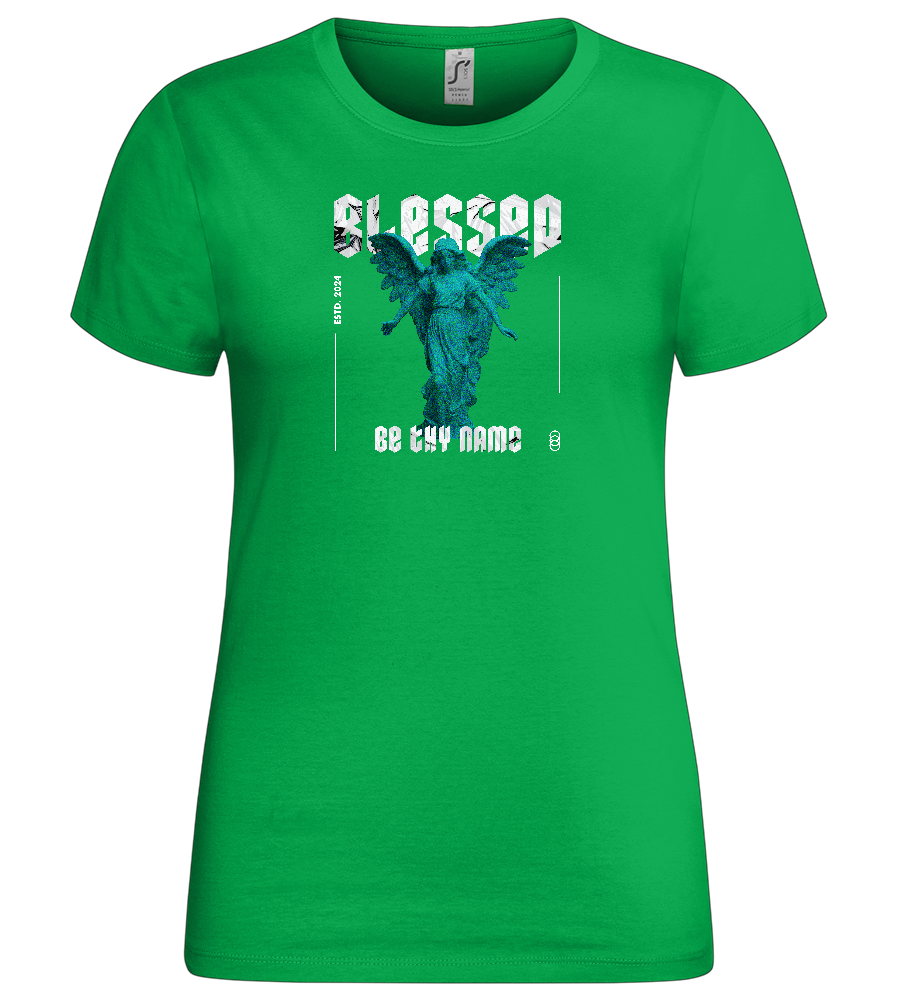 Blessed Angel Design - Premium women's t-shirt_MEADOW GREEN_front