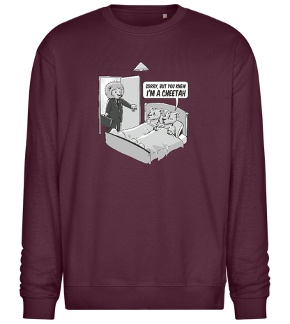 Cheetah in Trouble Design - Comfort Essential Unisex Sweater_BORDEAUX_front