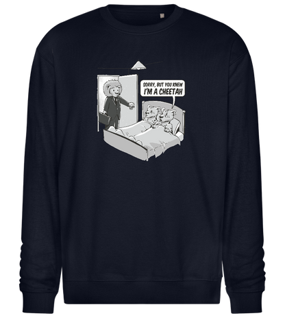 Cheetah in Trouble Design - Comfort Essential Unisex Sweater_FRENCH NAVY_front