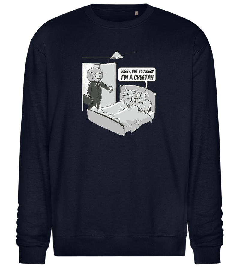 Cheetah in Trouble Design - Comfort Essential Unisex Sweater_FRENCH NAVY_front