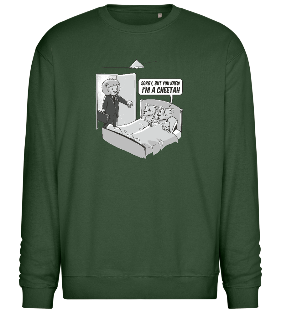 Cheetah in Trouble Design - Comfort Essential Unisex Sweater_GREEN BOTTLE_front