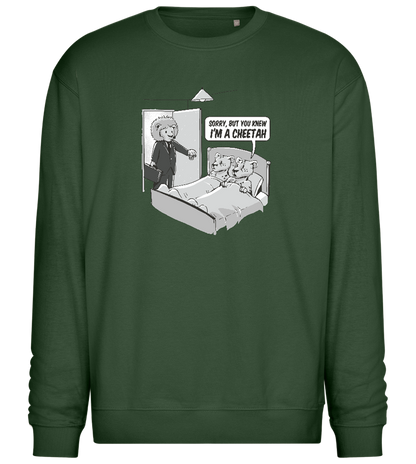 Cheetah in Trouble Design - Comfort Essential Unisex Sweater_GREEN BOTTLE_front