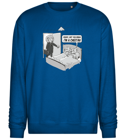 Cheetah in Trouble Design - Comfort Essential Unisex Sweater_ROYAL_front