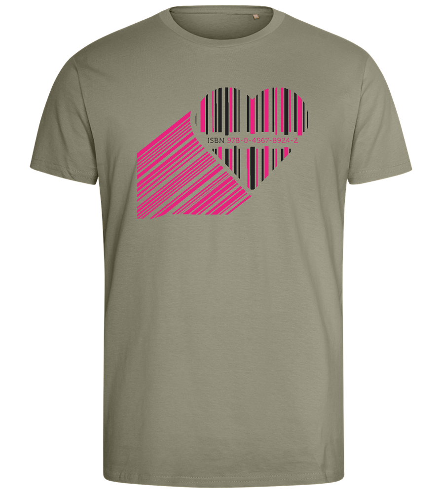 Heart Barcode Design - Comfort men's fitted t-shirt_KHAKI_front