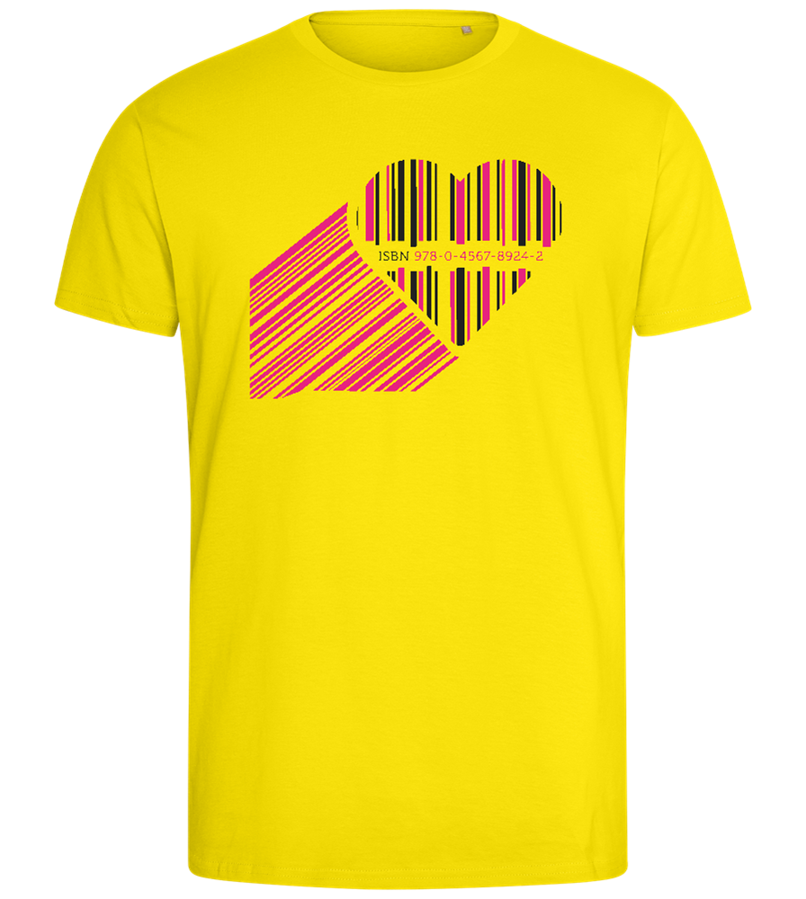 Heart Barcode Design - Comfort men's fitted t-shirt_YELLOW_front