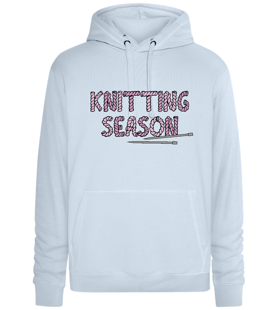 Knitting Season Design - Premium unisex hoodie_CREAMY BLUE_front