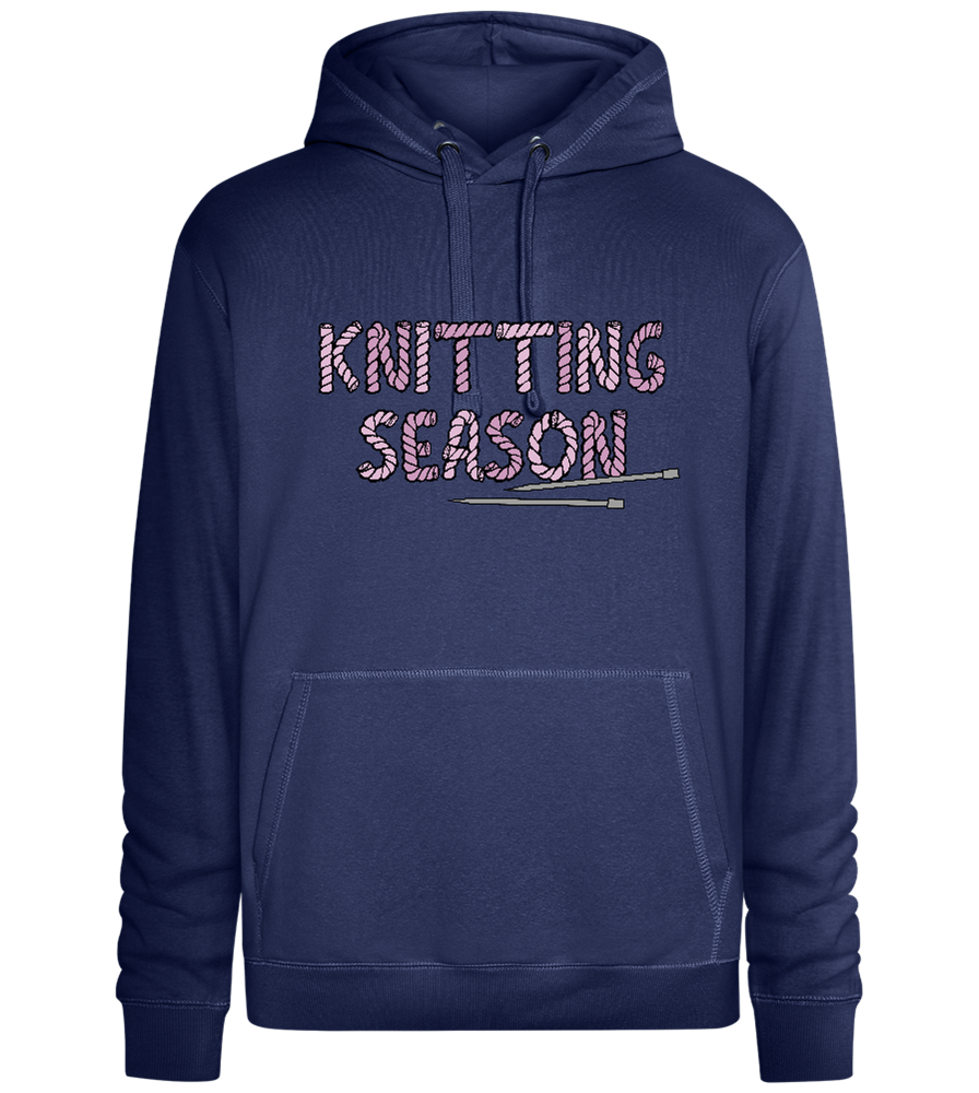 Knitting Season Design - Premium unisex hoodie_DENIM CHINA_front