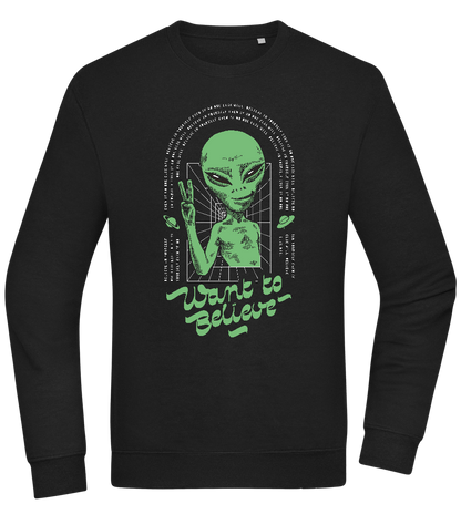 Want To Believe Alien Design - Comfort Essential Unisex Sweater_BLACK_front